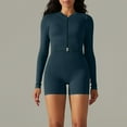 thumbnail image 1 of DailyTrove Women's Zip-Up Long Sleeve Bodycon Romper - Slim Fit, Solid Color, Spring & Casual Street Wear,Mint Green, 1 of 6