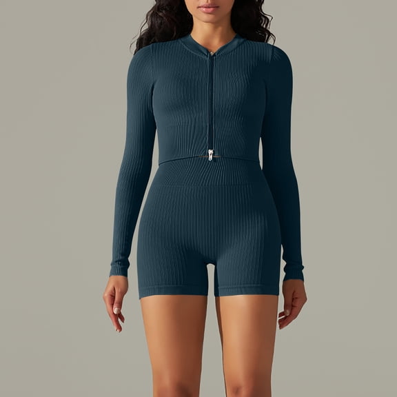 DailyTrove Women's Zip-Up Long Sleeve Bodycon Romper - Slim Fit, Solid Color, Spring & Casual Street Wear,Mint Green