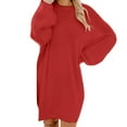 thumbnail image 1 of DailyTrove Womens Crew Neck Long Sleeve Oversized Fuzzy Mid-Calf Flock Dress - Multi-Color Christmas-Ready Casual Wear for Women, 1 of 6