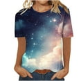 thumbnail image 1 of DailyTrove Womens Dark Blue Galaxy Print Short Sleeve T-Shirt - Loose Fit Casual Daily Wear,Navy,XXXL, 1 of 6