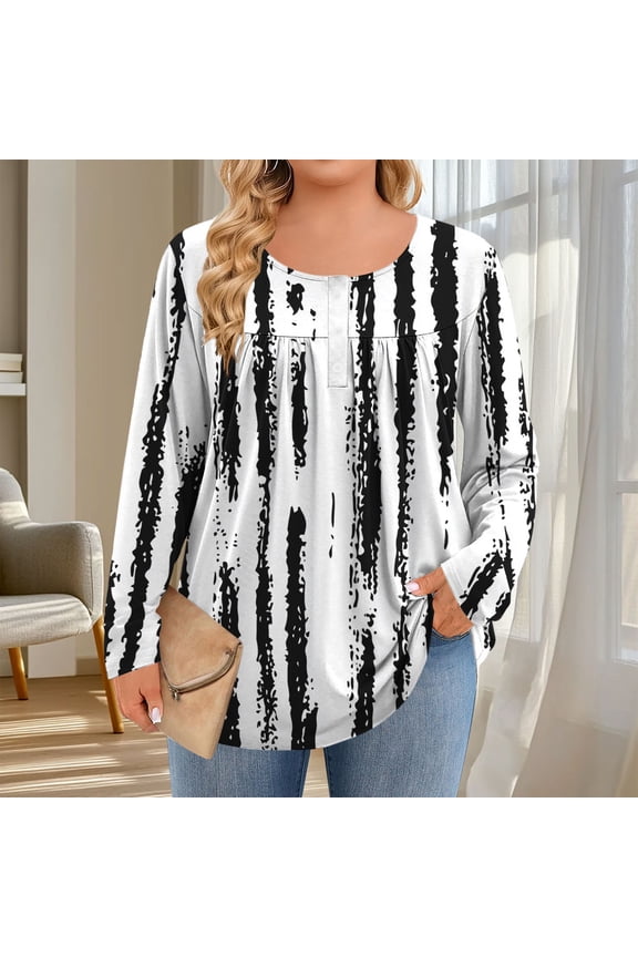 Womens Winter Black White Striped Sequin Blouse - Long Sleeve Loose Fit, Casual Daily Outfit,White,L