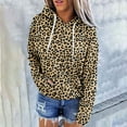 thumbnail image 1 of DailyTrove Womens Winter Leopard Print Hoodie - Long Sleeve Loose Fit, Casual Daily Outfit,Khaki,L, 1 of 5
