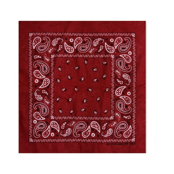 DailyWear 100% Cotton Paisley Bandanas 22" x 22" Size 12Pack BURGUNDY, 12PACK