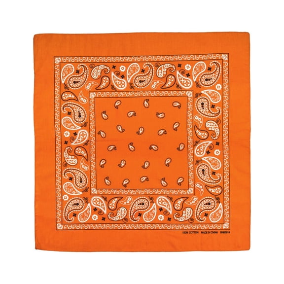DailyWear 100% Cotton Paisley Bandanas 22" x 22" Size 12Pack ORANGE, 12PACK