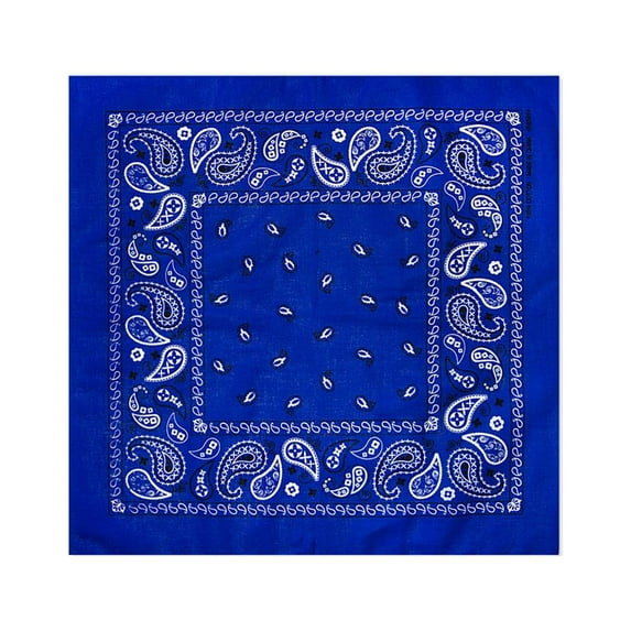 DailyWear 100% Cotton Paisley Bandanas 22" x 22" Size 12Pack ROYAL, 12PACK