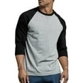 thumbnail image 1 of DailyWear Mens Casual 3/4 Sleeve Plain Baseball Cotton T Shirts BLK/LT.GR, Large, 1 of 4