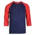 thumbnail image 1 of DailyWear Mens Casual 3/4 Sleeve Plain Baseball Cotton T Shirts D.Red/NV, 2Xlarge, 1 of 1