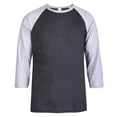 thumbnail image 1 of DailyWear Mens Casual 3/4 Sleeve Plain Baseball Cotton T Shirts H.Gry/C.Gry, Medium, 1 of 1