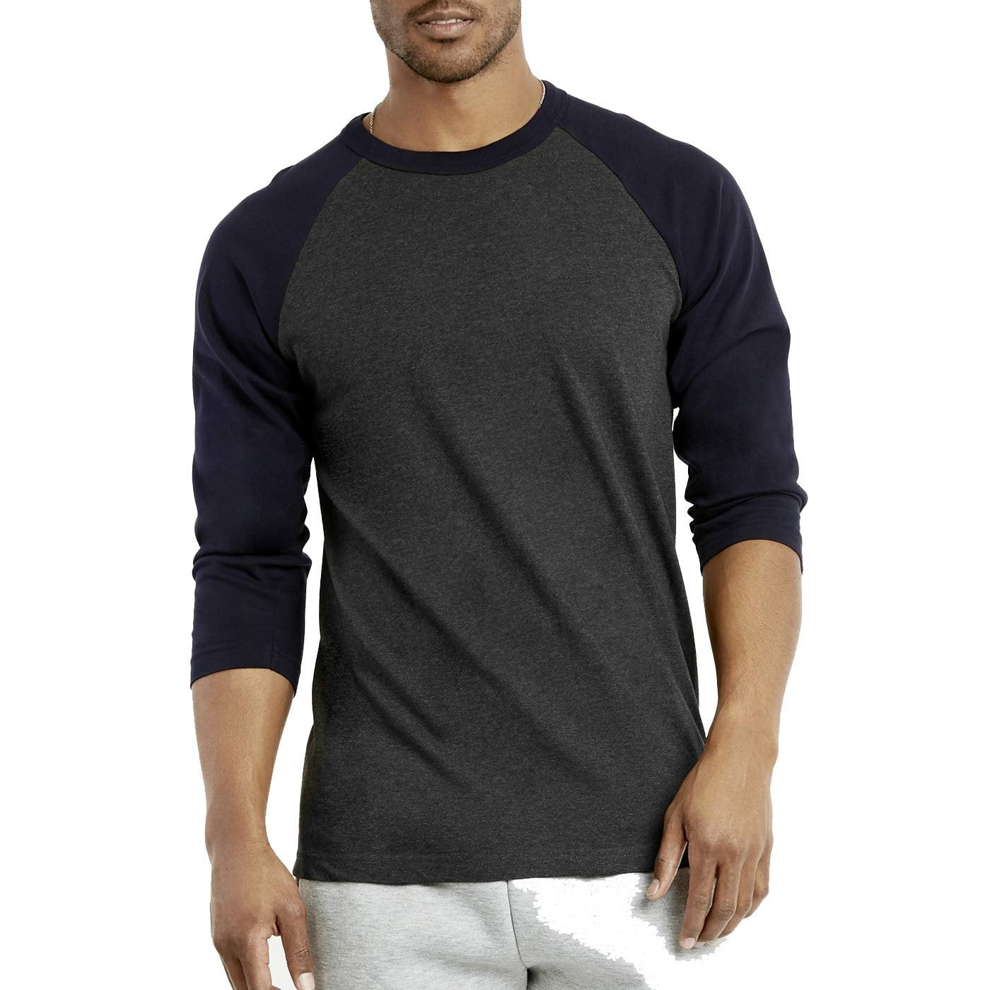 Læge solopgang fårehyrde DailyWear Mens Casual 3/4 Sleeve Plain Baseball Cotton T Shirts Navy/C.GR,  Medium - Walmart.com