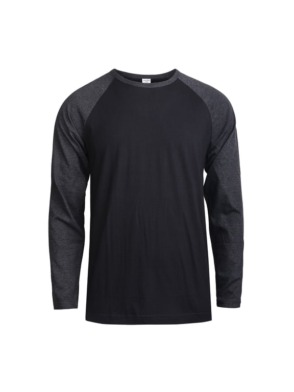 Mens Casual Long Sleeve Plain Baseball Cotton T Shirts, Medium