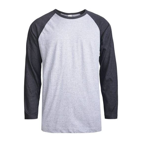 DailyWear Mens Casual Long Sleeve Plain Baseball Cotton T Shirts C.GR/H.GR, Large