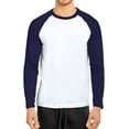 thumbnail image 1 of DailyWear Mens Casual Long Sleeve Plain Baseball Cotton T Shirts Navy/White, 2Xlarge, 1 of 4
