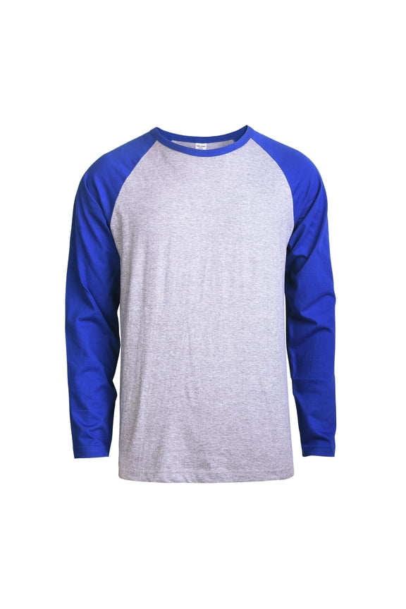 Mens Casual Long Sleeve Plain Baseball Cotton T Shirts RB/H.GR, Large