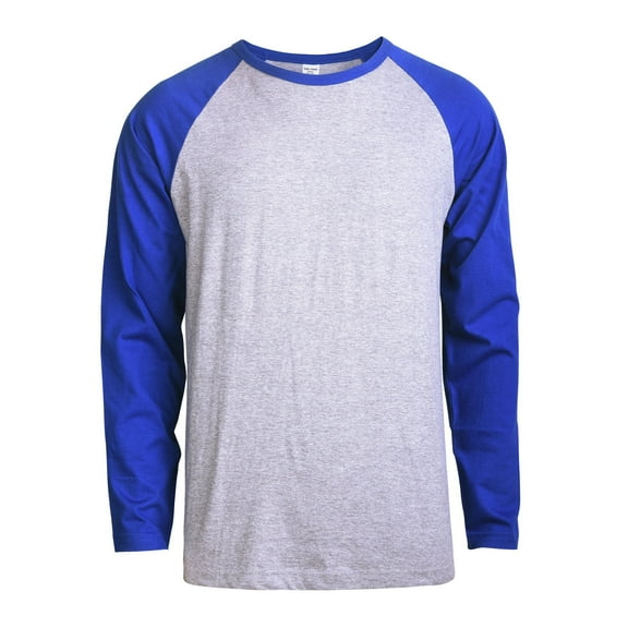 DailyWear Mens Casual Long Sleeve Plain Baseball Cotton T Shirts RB/H.GR, Small