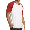 thumbnail image 1 of DailyWear Mens Casual Short Sleeve Plain Baseball Cotton T Shirts RED/WHT, Small, 1 of 4