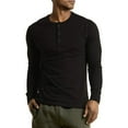 thumbnail image 1 of DailyWear Mens Cotton Casual Long Sleeve Henley T Shirt Black, Large, 1 of 4