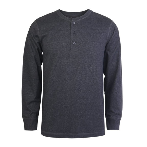 DailyWear Mens Cotton Casual Long Sleeve Henley T Shirt CH/Gry, Small