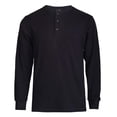 thumbnail image 1 of DailyWear Mens Cotton Casual Long Sleeve Henley T Shirt Waffle-Knit Black, 2Xlarge, 1 of 1