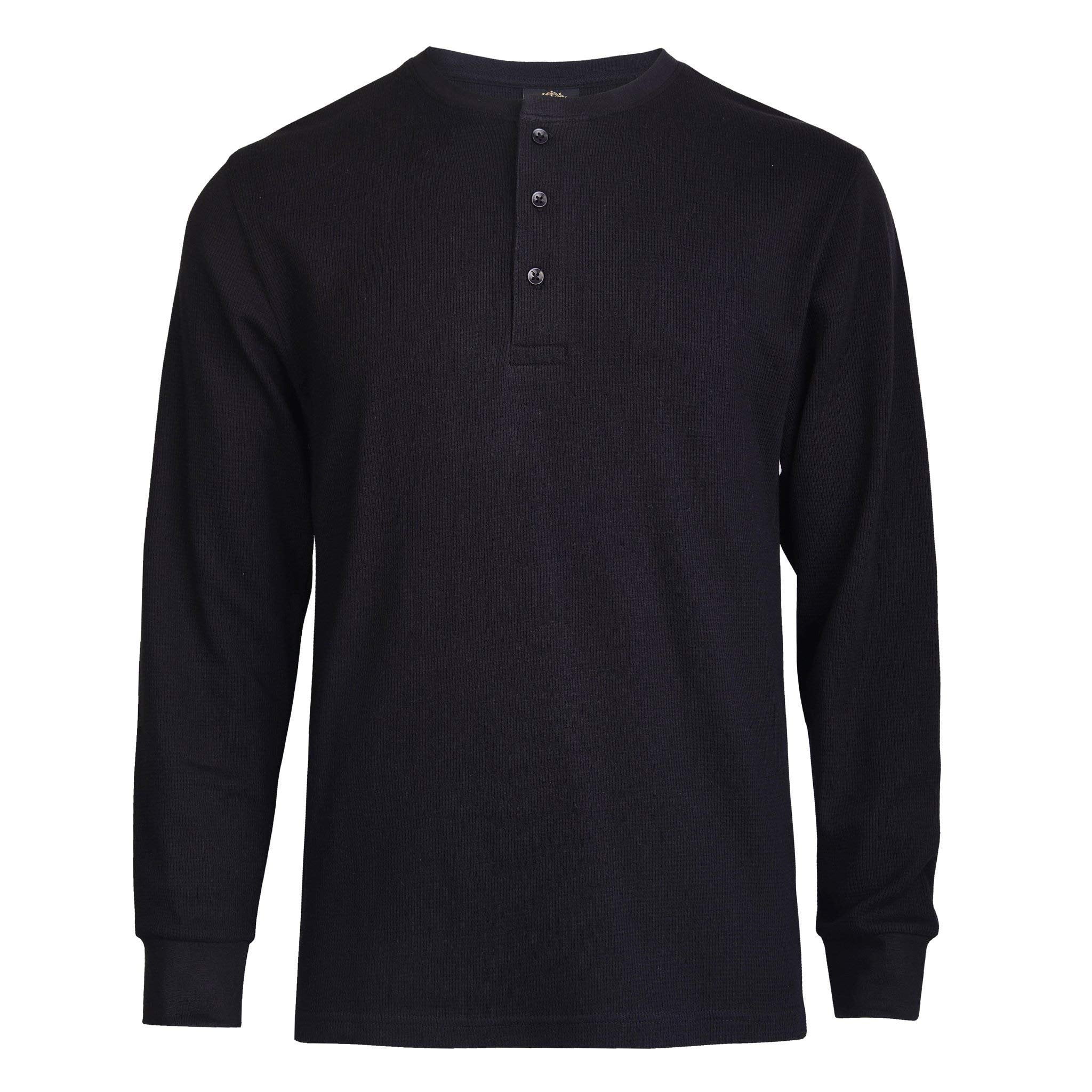 DailyWear Mens Cotton Casual Long Sleeve Henley T Shirt Waffle