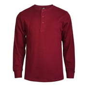 DailyWear Mens Cotton Casual Long Sleeve Henley T Shirt Waffle-Knit Burgundy, XLarge