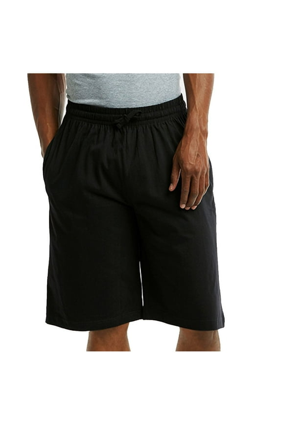 Mens Knitted Pajama Sleep Pants Black Short, XSmall