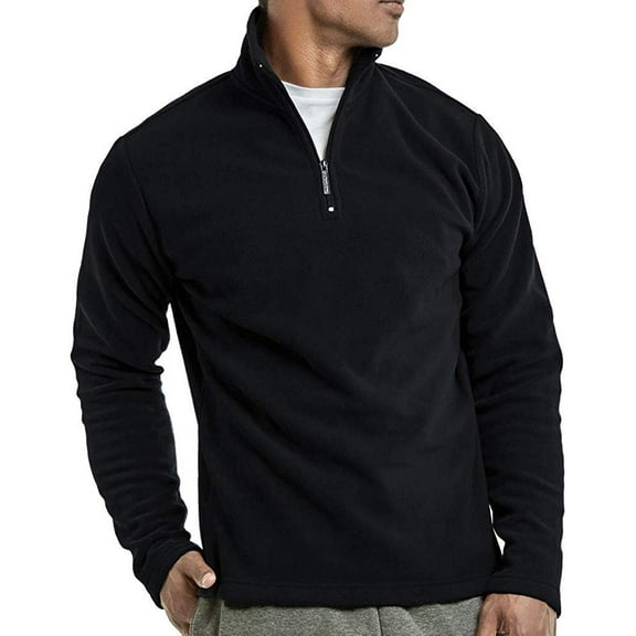 DailyWear Mens Polar Fleece Quarter Zip Pullover Sweaterr Navy, Small