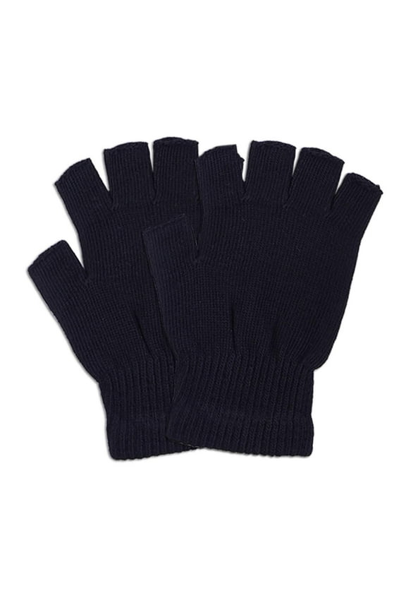 Mens Poly Magic Gloves Fingerless 3 Pairs