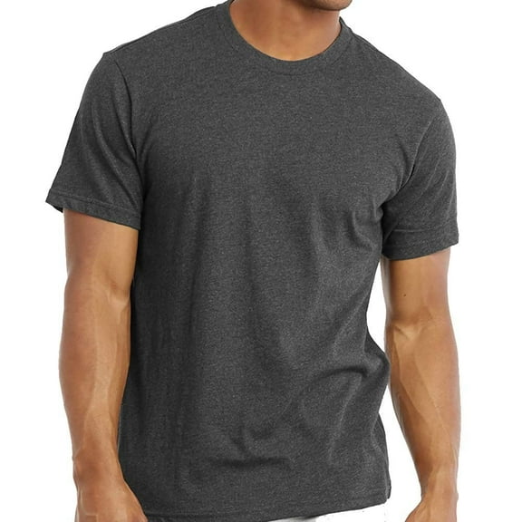 DailyWear Men's Short Sleeve Crew Neck Cotton T-Shirt, Solid Color, Charcoal, 3 Pack, M