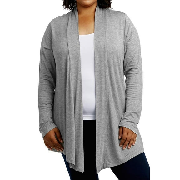 DailyWear Women's Open-Front Soft Draped Long Sleeve Cardigan Sweater Longline Tunic H/Gry, Large
