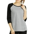 thumbnail image 1 of DailyWear Womens Casual 3/4 Sleeve Plain Baseball Cotton T Shirts BLK/LT.G, Medium, 1 of 4
