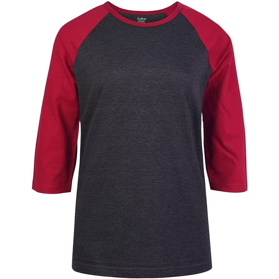 DailyWear Womens Casual 3/4 Sleeve Plain Baseball Cotton T Shirts C.GR/BUR, Small