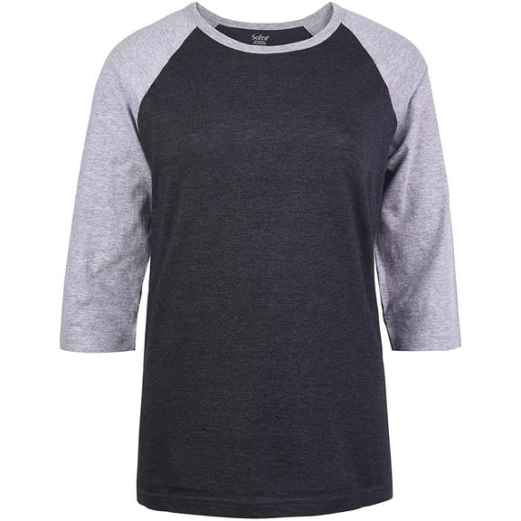 DailyWear Womens Casual 3/4 Sleeve Plain Baseball Cotton T Shirts C.GR/LT.H, Large