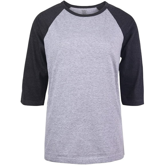 DailyWear Womens Casual 3/4 Sleeve Plain Baseball Cotton T Shirts LT.H/C.GR, Medium