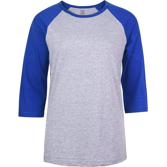 DailyWear Womens Casual 3/4 Sleeve Plain Baseball Cotton T Shirts LT.H/RB, Large