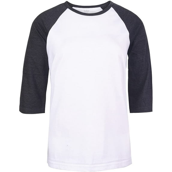 DailyWear Womens Casual 3/4 Sleeve Plain Baseball Cotton T Shirts WH/C.GR, Large