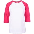 thumbnail image 1 of DailyWear Womens Casual 3/4 Sleeve Plain Baseball Cotton T Shirts WH/H.PK, Medium, 1 of 1