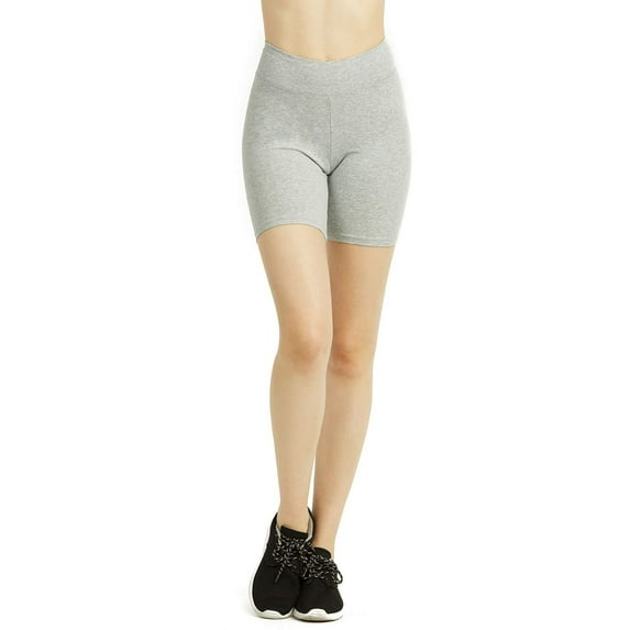 DailyWear Womens Cotton 15 Inches Shorts Yoga Pants Leggings with Wide Waistband Heather Grey, Large