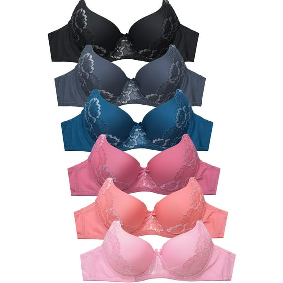 DailyWear Womens Everyday 6 Pack of Bras 4433PL, 34A