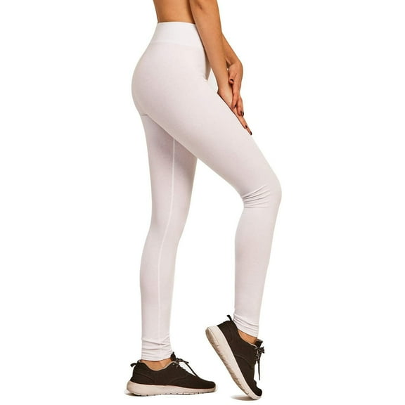 DailyWear Womens Full Length Active Plain Cotton Leggings White, Medium