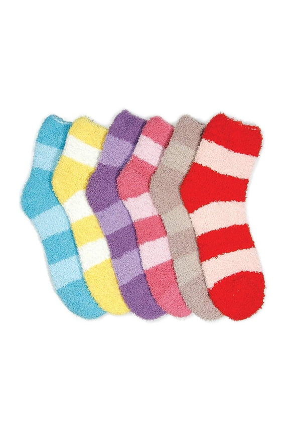 Womens Girls Cozy Fuzzy Soft Socks 6 Pairs or 12 Pairs-Various Style