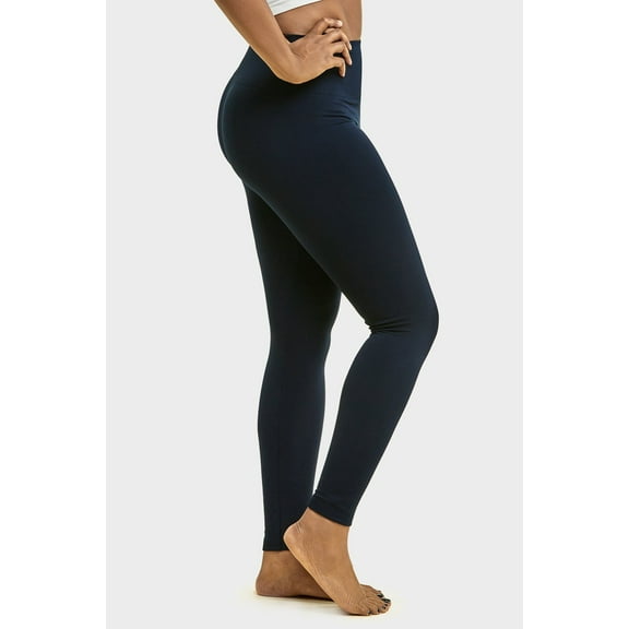 DailyWear Womens High Waist Fleece Extra Wide Band Leggings Plus Size, Navy
