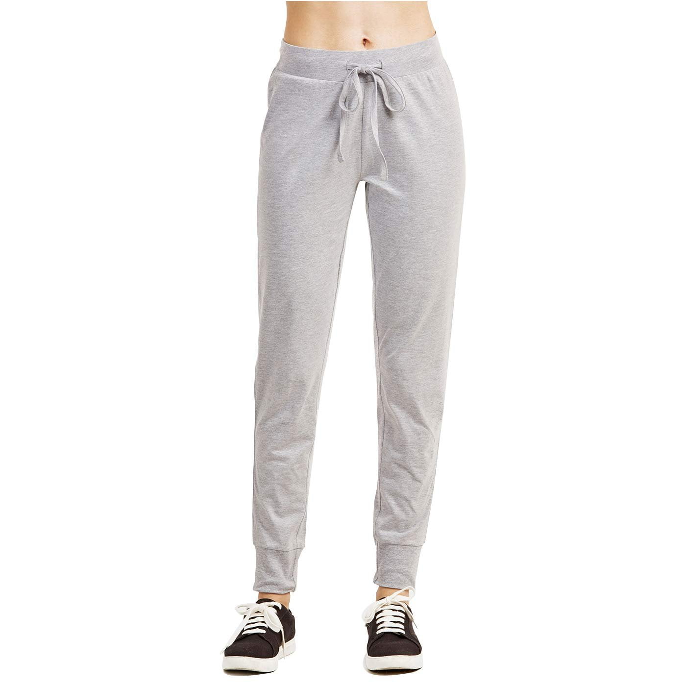 DailyWear Womens Lightweight Cotton Jogger Pants, Heather Grey