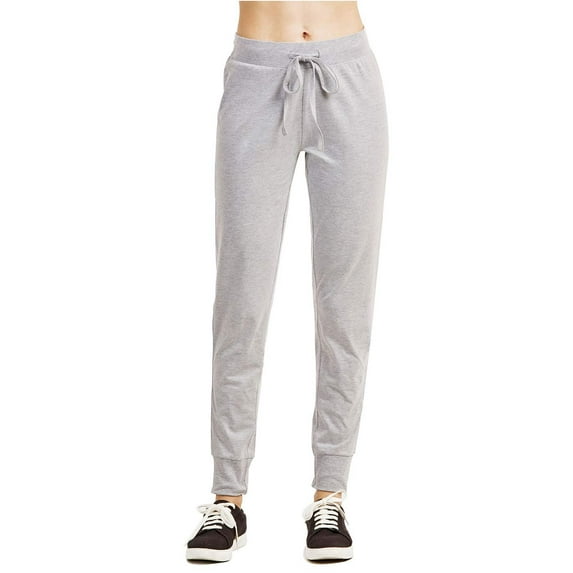 DailyWear Womens Juniors Lightweight Soft Cotton Jogger Pants Heather Grey, Small