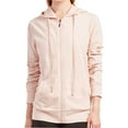 thumbnail image 1 of DailyWear Womens Long Sleeve Thin Cotton Full Zip Up Hoodie Jacket Blush, Medium, 1 of 4