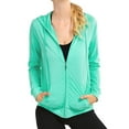 thumbnail image 1 of DailyWear Womens Long Sleeve Thin Cotton Full Zip Up Hoodie Jacket Mint, Large, 1 of 4