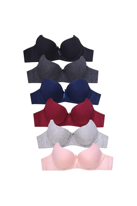 Womens Plain Lace Bras Pack of 6 - Various Styles 34B, 4207p