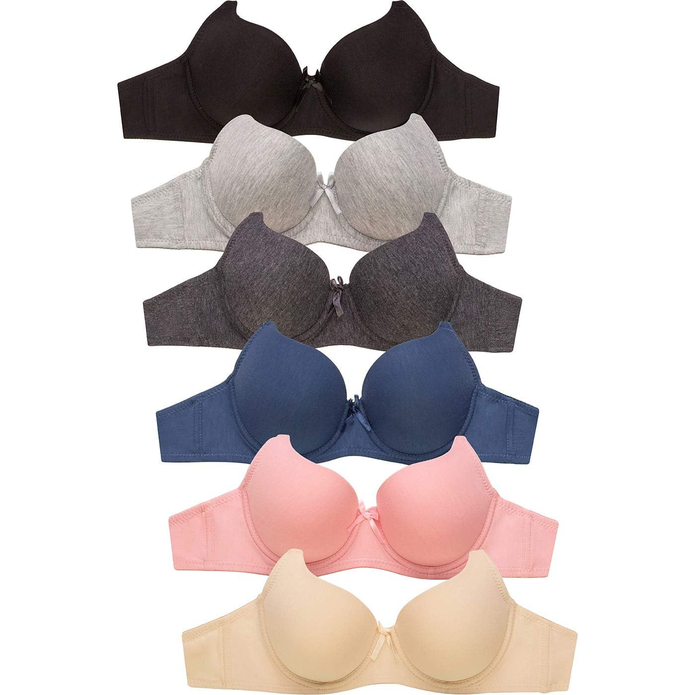 DailyWear Womens Plain Lace Bras Pack of 6 - Various Styles 4208P1, 34A