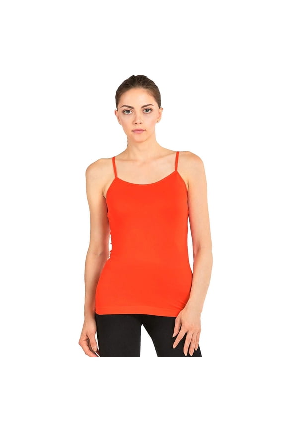 Womens Seamless Nylon Camisole Tank Top One Size, FIE/Red