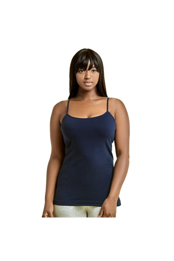 Womens Seamless Nylon Camisole Tank Top Plus Size, Navy