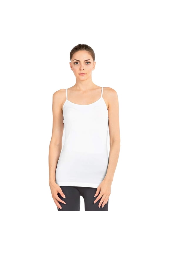Womens Seamless Nylon Camisole Tank Top Plus Size, White